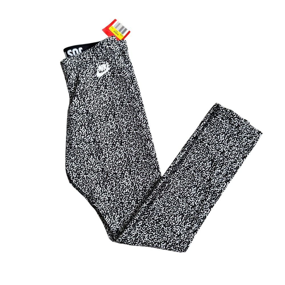 Nike Womens Size S Sportswear Leggings Black White Pebble‎ Print Just Do It